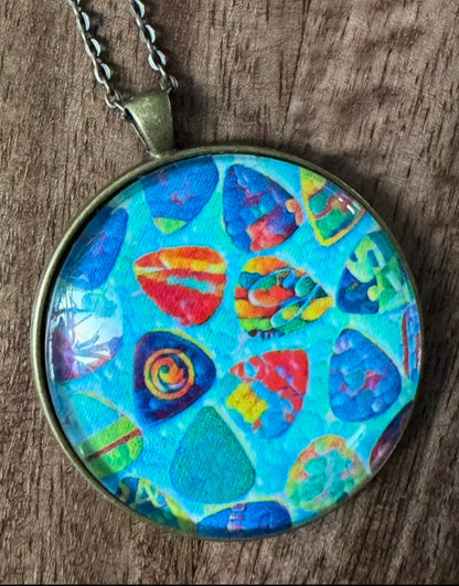 Guitar Pick Necklace - Raindrop Turquoise