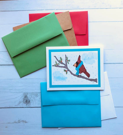 Cozy Winter Cardinal Notecard Set (4 cards)