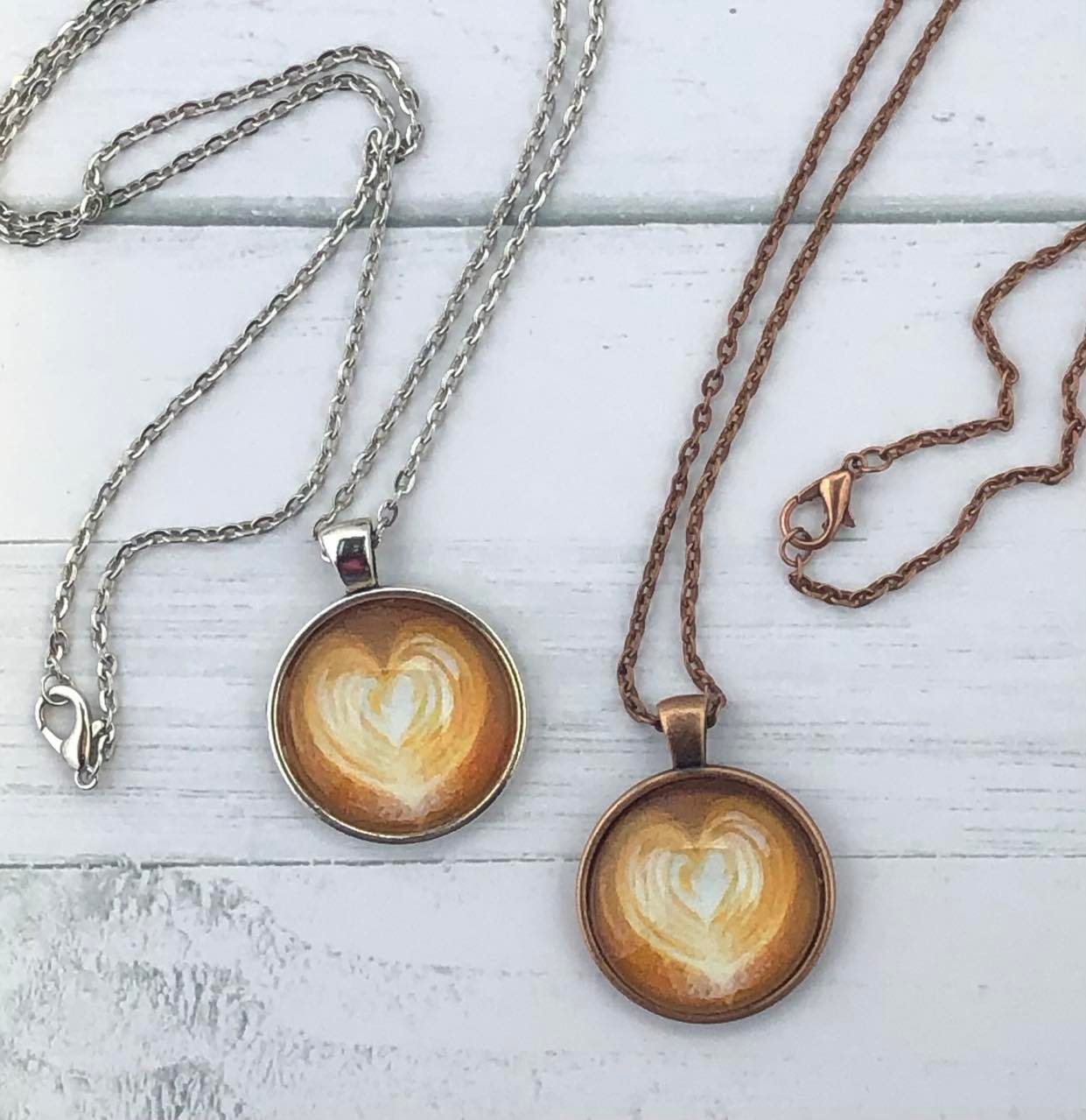 Latte Heart (1.5 in Pendant with 24 in Chain)