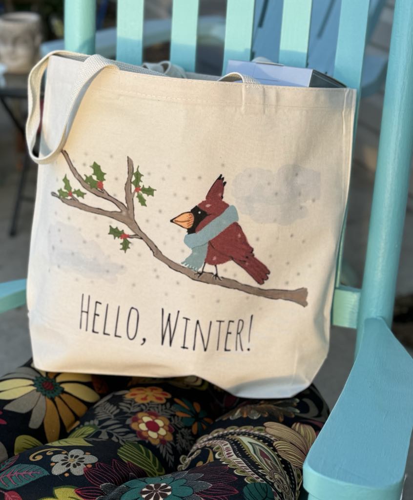 Hello Winter! Cardinal Jumbo Tote Bag