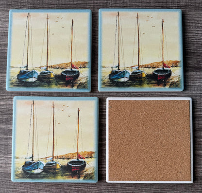 Masts at Sunset - Set of 4 Ceramic Drink Coasters