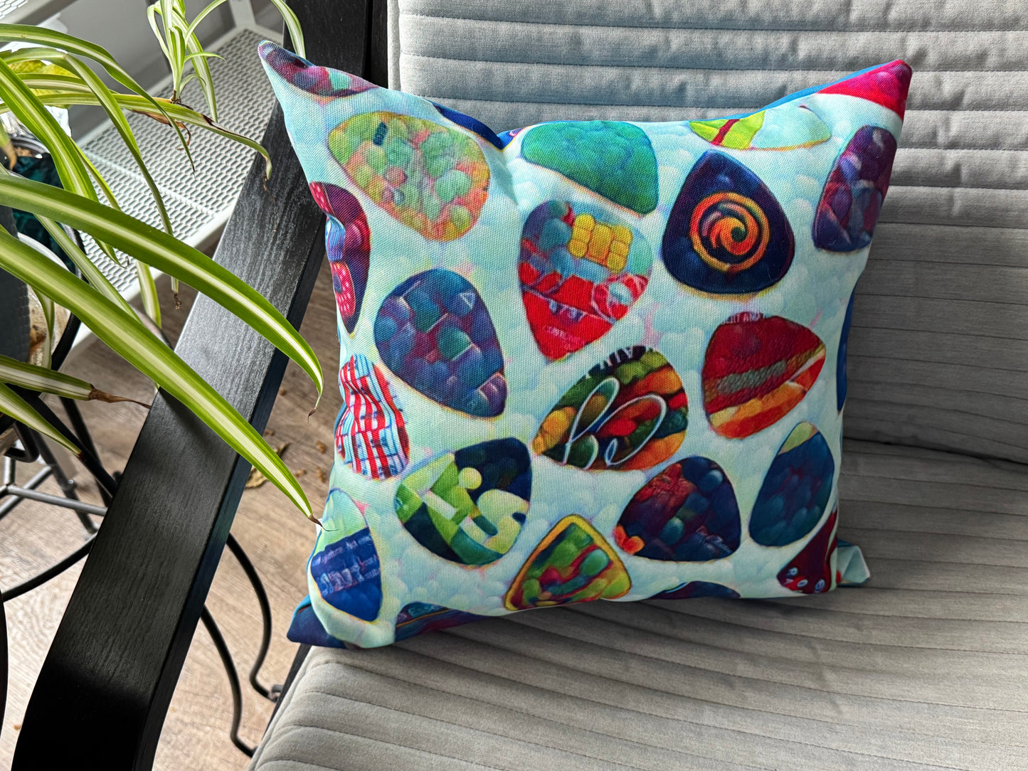Guitar Picks Pillow - Raindrop Turquoise
