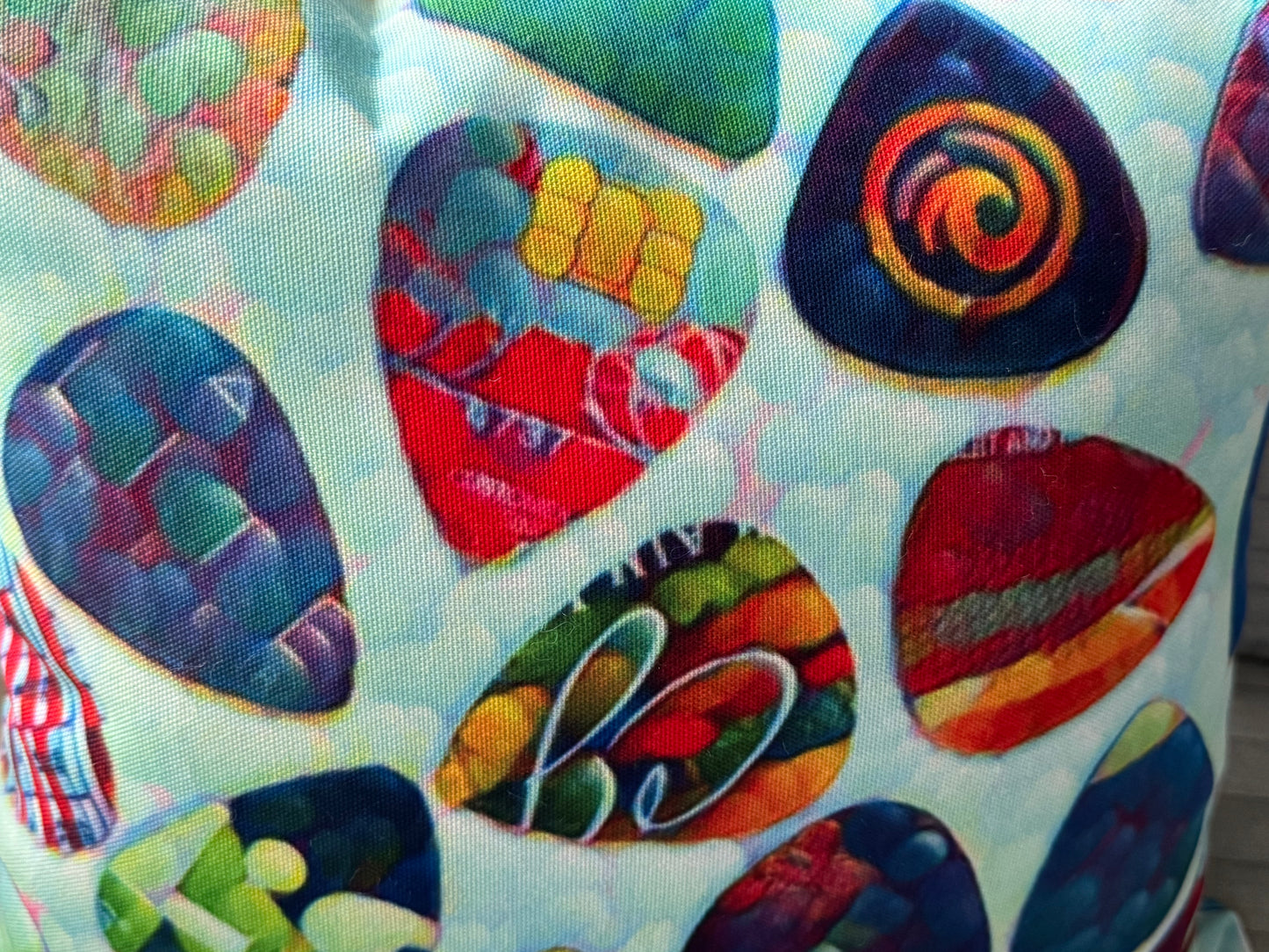Guitar Picks Pillow - Raindrop Turquoise