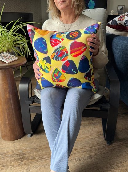 Guitar Picks Pillow - Sunshine Yellow