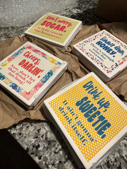 Drink Up, Girls! - Set of 4 Ceramic Drink Coasters
