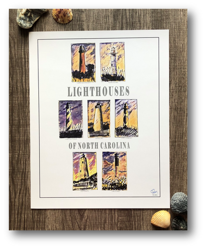 Lighthouses of NC Print (11x14 Unmatted)