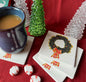 Wreath with Plaid Bow - Set of 4 Ceramic Drink Coasters