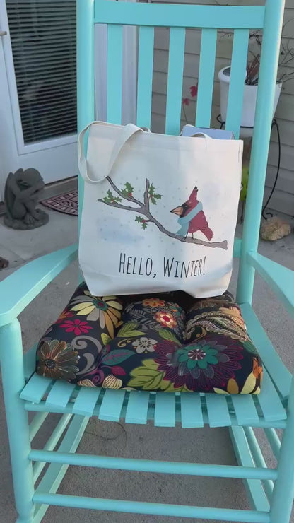 Hello Winter! Cardinal Jumbo Tote Bag